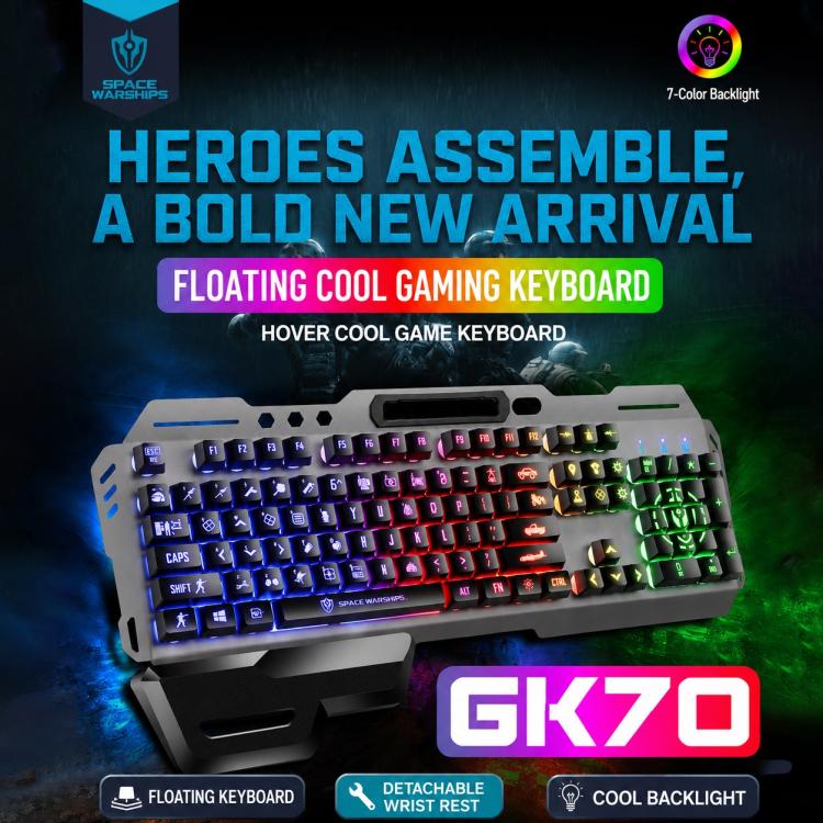 SHIPADOO GK70 Chicken Version Wired RGB Floating Detachable Hand Rest Character Rainbow Translucent Gaming Keyboard - Image 2