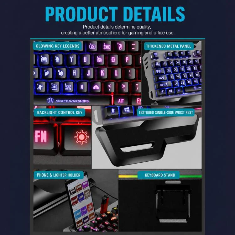SHIPADOO GK70 Chicken Version Wired RGB Floating Detachable Hand Rest Character Rainbow Translucent Gaming Keyboard - Image 4