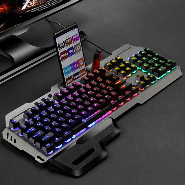 SHIPADOO GK70 Wired RGB Floating Detachable Hand Rest Character Rainbow Translucent Gaming Keyboard