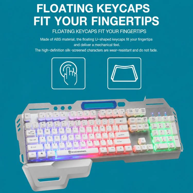 SHIPADOO GK70 Wired RGB Floating Detachable Hand Rest Character Translucent Three-color Switching Gaming Keyboard - Image 12