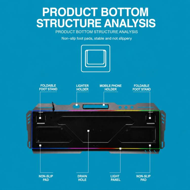 SHIPADOO GK70 Wired RGB Floating Detachable Hand Rest Character Translucent Three-color Switching Gaming Keyboard - Image 13