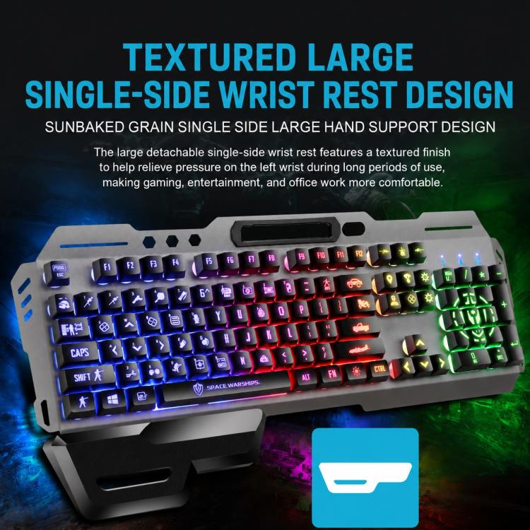 SHIPADOO GK70 Wired RGB Floating Detachable Hand Rest Character Translucent Three-color Switching Gaming Keyboard - Image 5