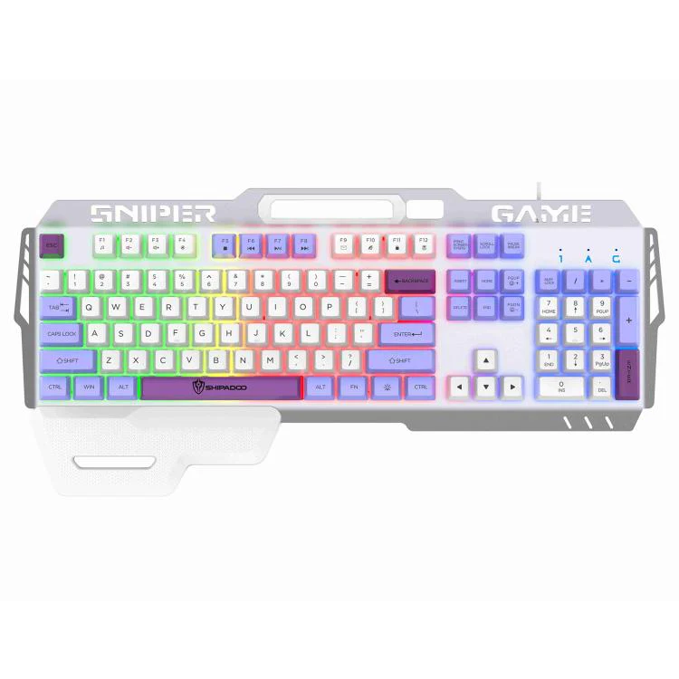 SHIPADOO GT500 Tri-color Block RGB Metal Cover Suspended Wired Gaming Keyboard with Mouse(Glacier Purple) - Image 2