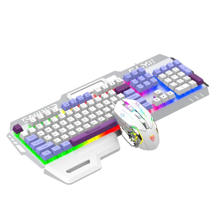 SHIPADOO GT500 Tri-color Block RGB Metal Cover Suspended Wired Gaming Keyboard with Mouse(Glacier Purple) - Image 4