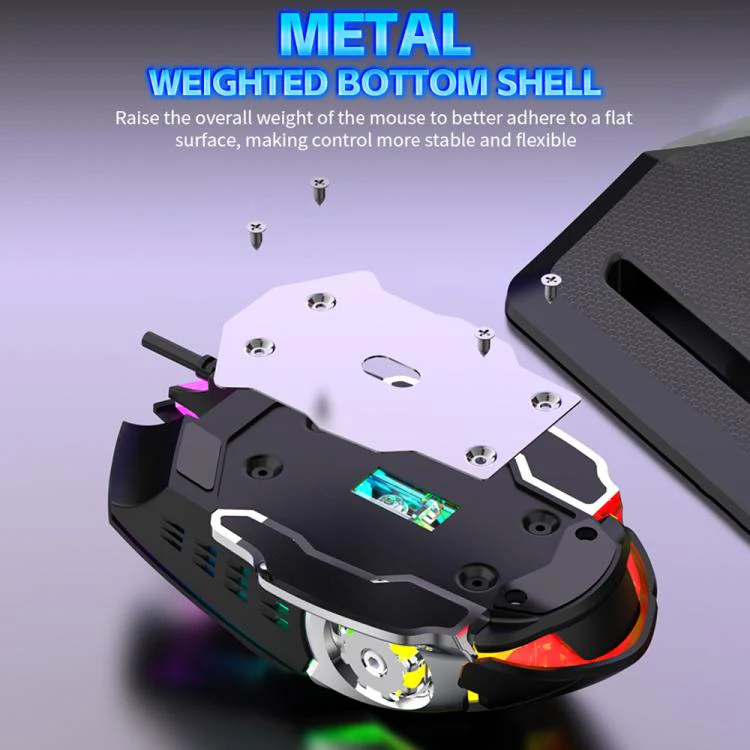 SHIPADOO GT500 Tri-color Block RGB Metal Cover Suspended Wired Gaming Keyboard with Mouse(Modern Grey) - Image 11