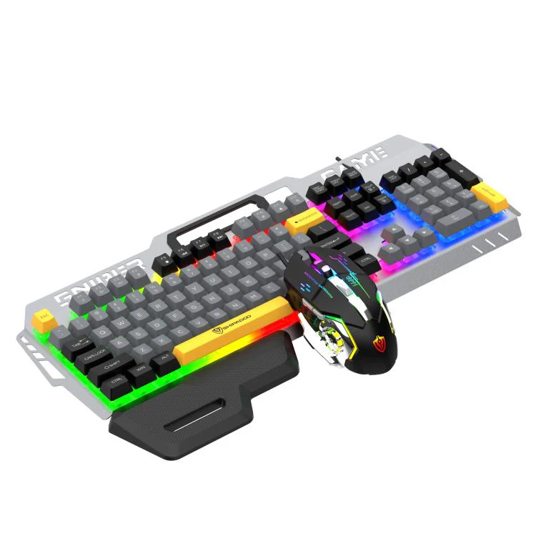 SHIPADOO GT500 Tri-color Block RGB Metal Cover Suspended Wired Gaming Keyboard with Mouse(Modern Grey) - Image 4