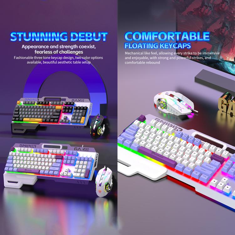 SHIPADOO GT500 Tri-color Block RGB Metal Cover Suspended Wired Gaming Keyboard with Mouse(Modern Grey) - Image 6