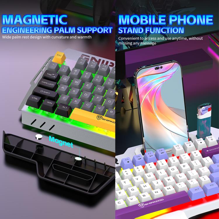 SHIPADOO GT500 Tri-color Block RGB Metal Cover Suspended Wired Gaming Keyboard with Mouse(Modern Grey) - Image 9
