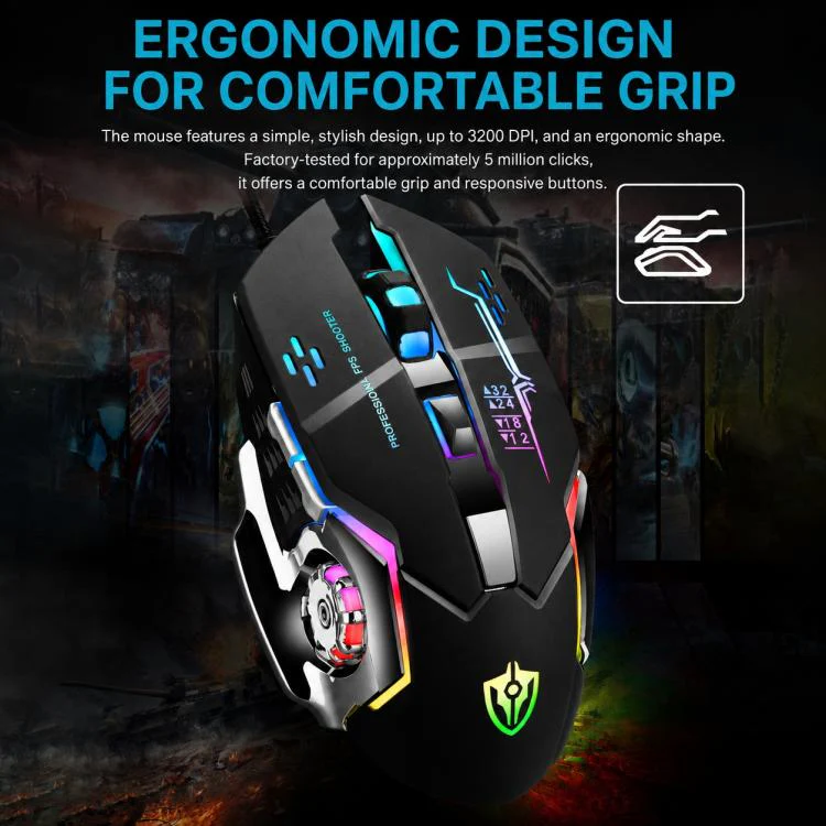 SHIPADOO GT700 Illuminated Wired Gaming Keyboard and 6D 4800DPI Mouse Set(Black) - Image 16