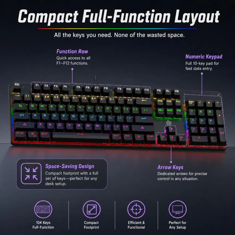 SHIPADOO HJK901-10 RGB Backlight Mechanical USB Wired Keyboard(Pink) - Image 4