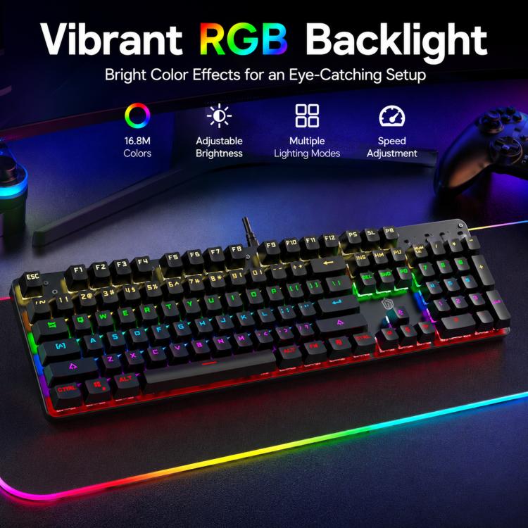SHIPADOO HJK901-10 RGB Backlight Mechanical USB Wired Keyboard(White) - Image 5