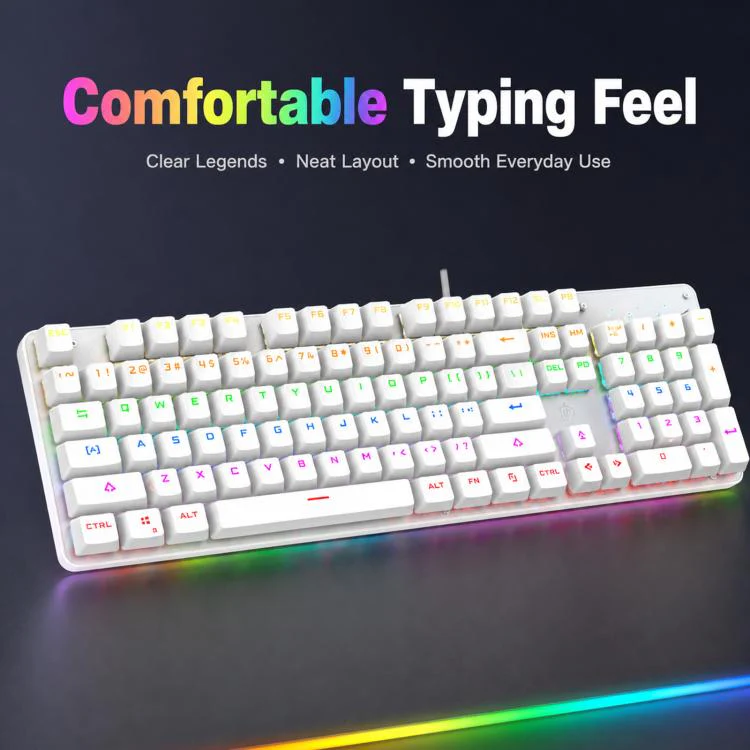 SHIPADOO HJK901-10 RGB Backlight Mechanical USB Wired Keyboard(White) - Image 6