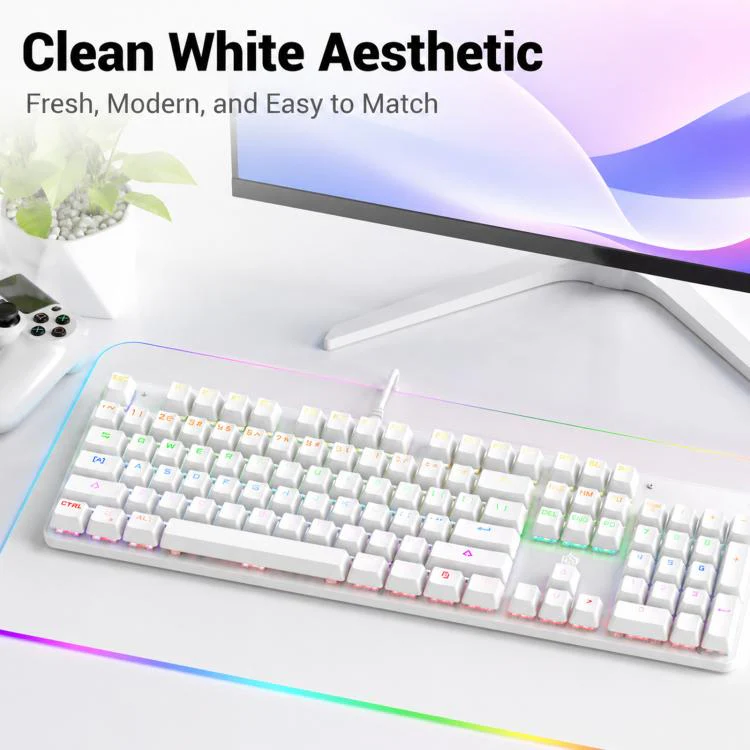 SHIPADOO HJK901-10 RGB Backlight Mechanical USB Wired Keyboard(White) - Image 8