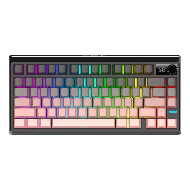 SHIPADOO JK750 Blue Switch RGB 79 Keys Three Modes Mechanical Keyboard(Black Pink) - Image 2