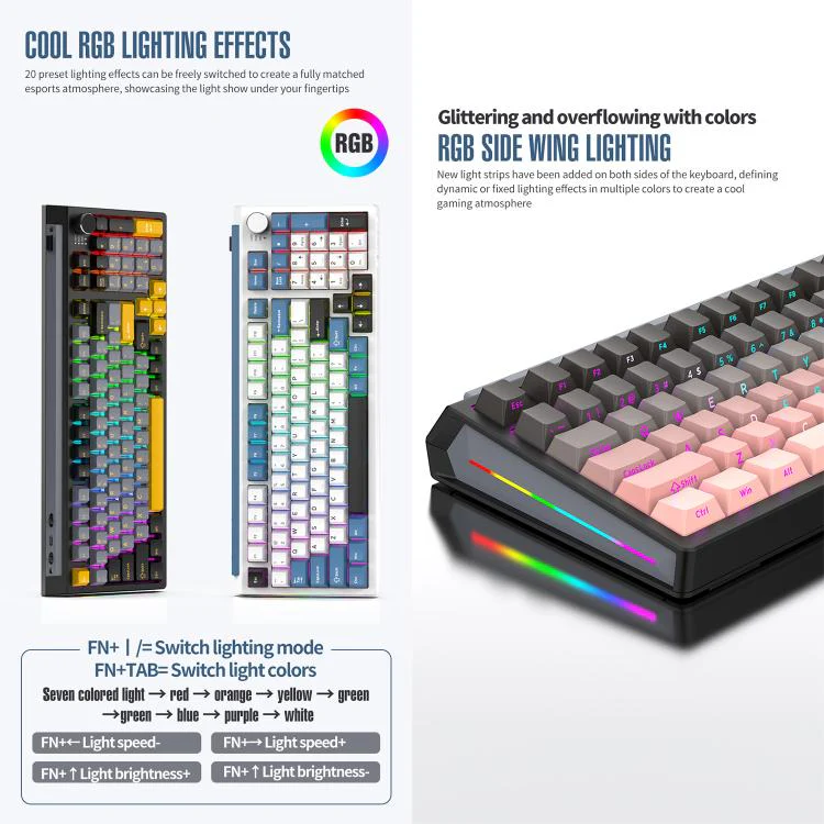 SHIPADOO JK980 Blue Switch RGB 98 Keys Three Modes Mechanical Keyboard(Midnight Sun) - Image 5