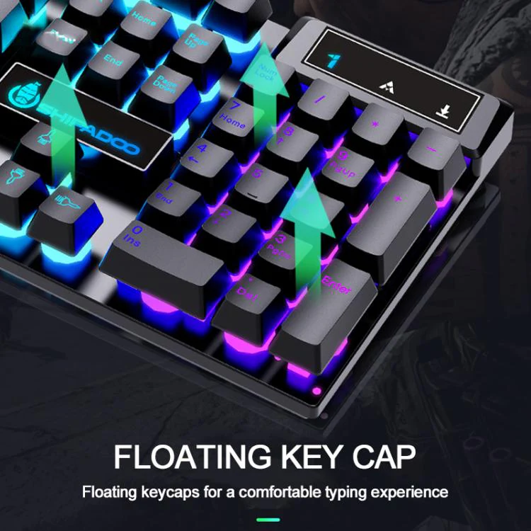 SHIPADOO K500 Floating Square Keycap Colorful Backlight USB Wired Keyboard(Black) - Image 6