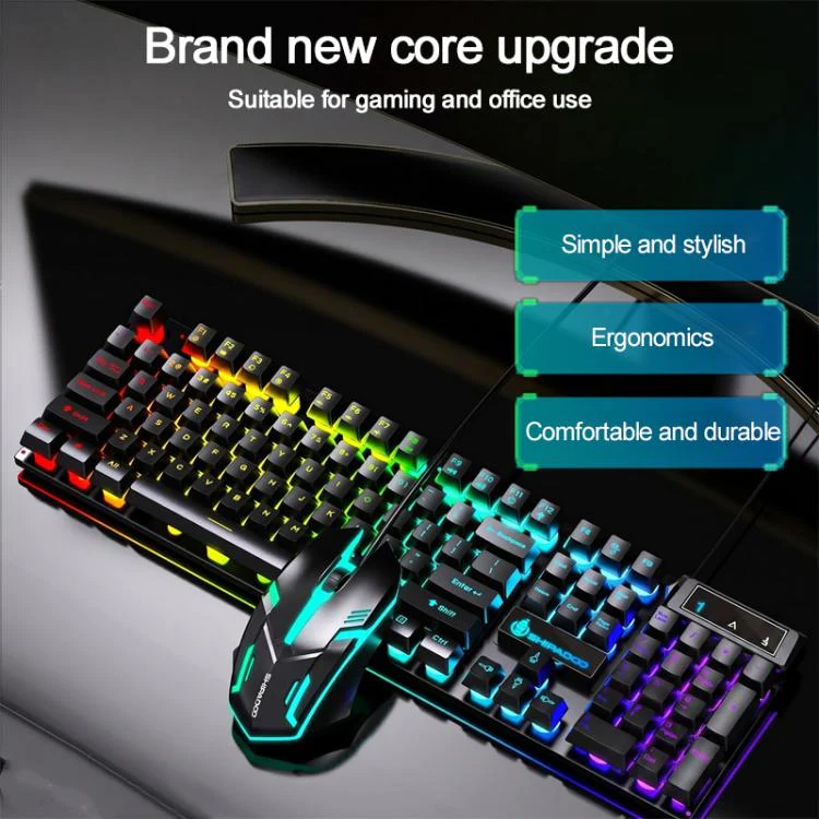 SHIPADOO K500 Floating Square Keycap Colorful Backlight USB Wired Keyboard(Black And White) - Image 3