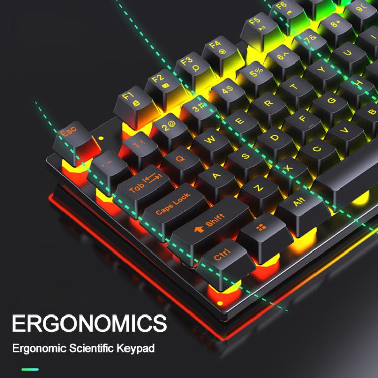 SHIPADOO K500 Floating Square Keycap Colorful Backlight USB Wired Keyboard(Black And White) - Image 4