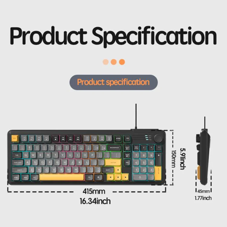 SHIPADOO K700 Wired Knob Switch 98-Key Gaming RGB Keyboard(Glacier Blue) - Image 9