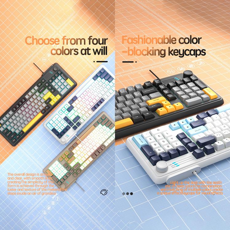 SHIPADOO K700 Wired Knob Switch 98-Key Gaming RGB Keyboard(Star Gray) - Image 6