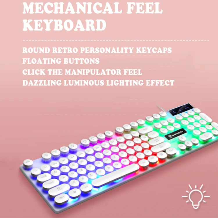 Shipadoo LD-122 4 in 1 Girly Glowing Keyboard + Mouse + Earphone + Mouse Pad Set(Pink Punk) - Image 3