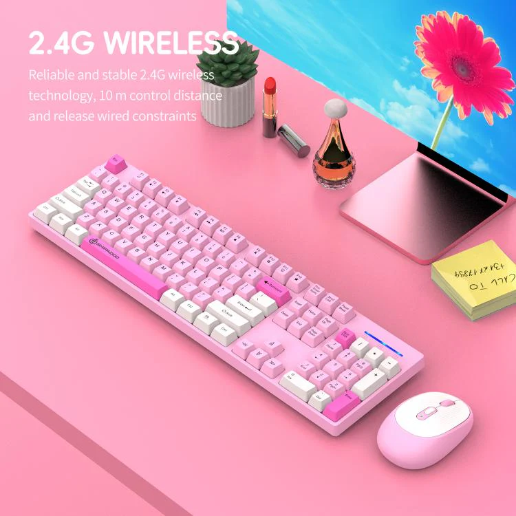 SHIPADOO W1060 2.4G 1600 DPI Wireless Keyboard Mouse Set(Pink) - Image 5