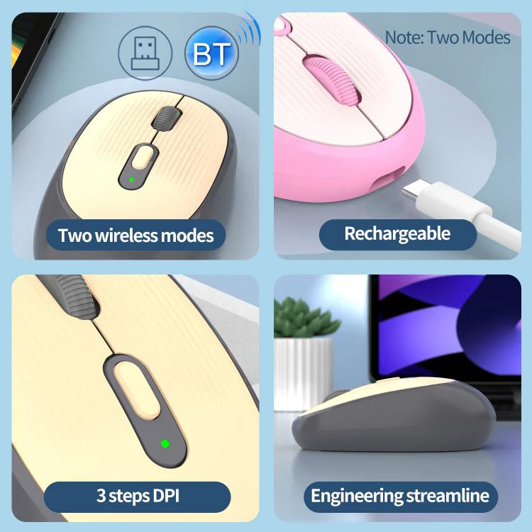 SHIPADOO W300 2.4G Wireless Dual-Mode Mouse(Pink) - Image 5