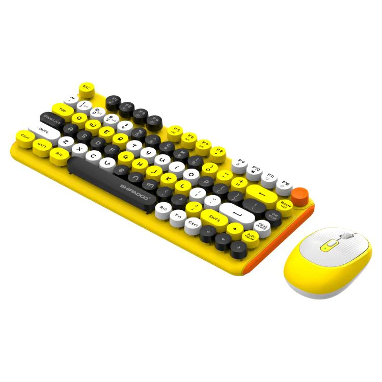 SHIPADOO W688 2.4G + BT 1600 DPI Wireless Keyboard Mouse Set(Yellow) - Image 2