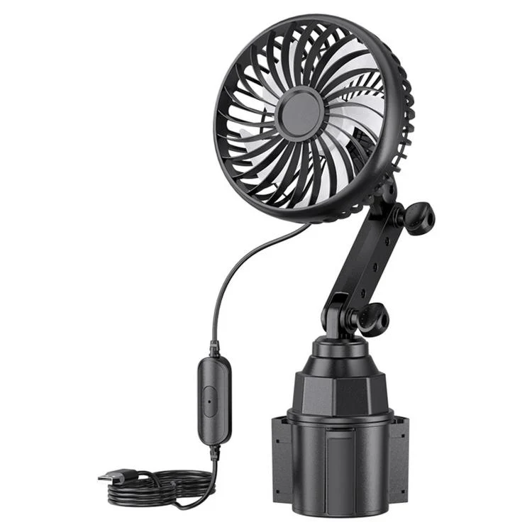 SHUNWEI 12V/24V Car Cup Holder Fan With USB Single Head(Black) - Image 2