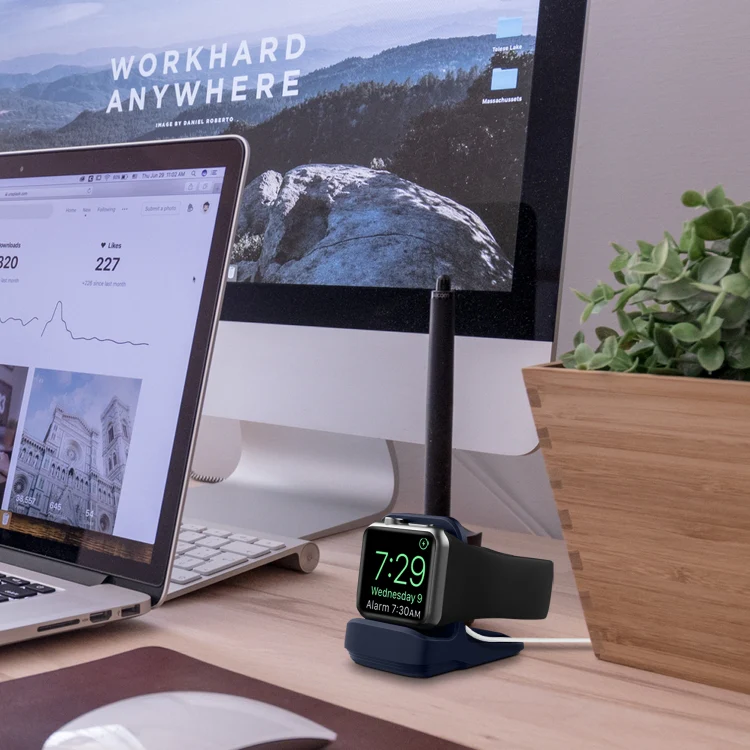 Silicone Charging Holder for Apple Watch(Midnight Blue) - Image 7