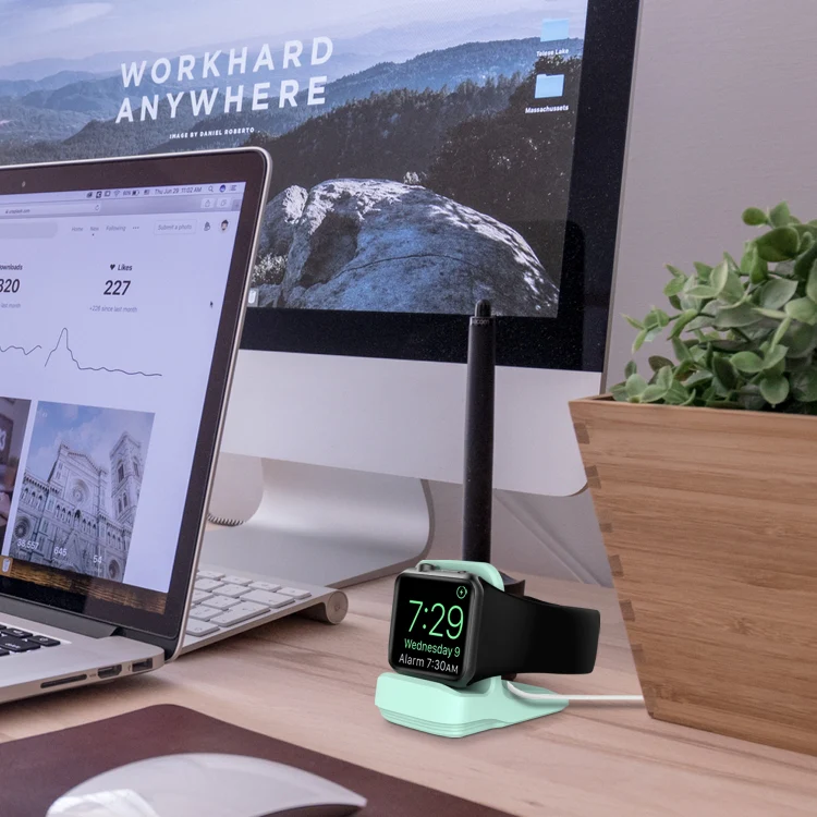 Silicone Charging Holder for Apple Watch(Mint Green) - Image 7