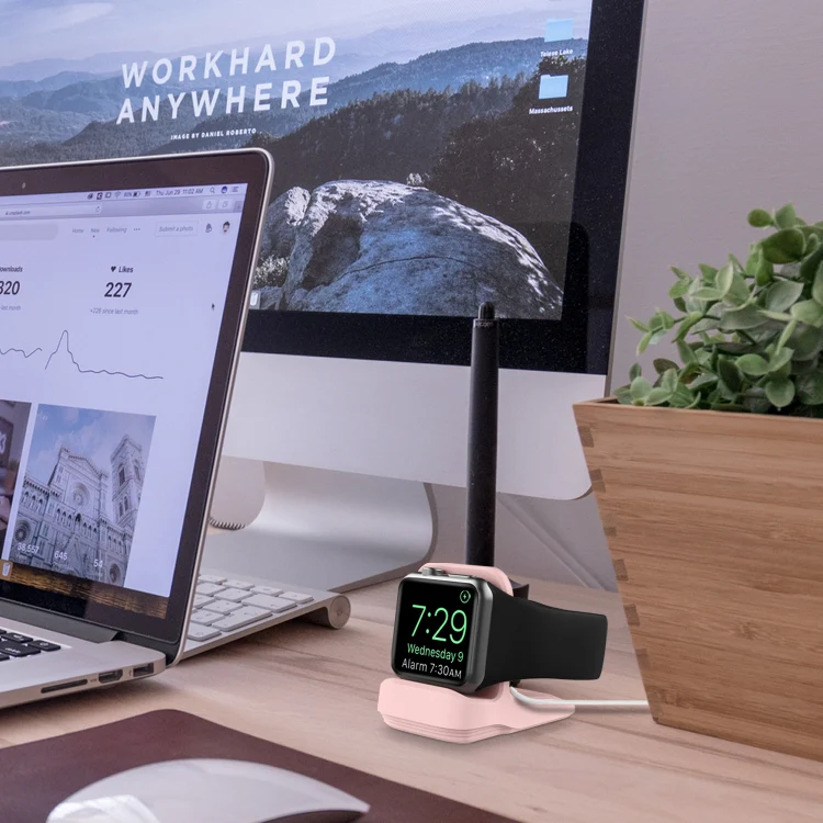 Silicone Charging Holder for Apple Watch(Pink) - Image 7