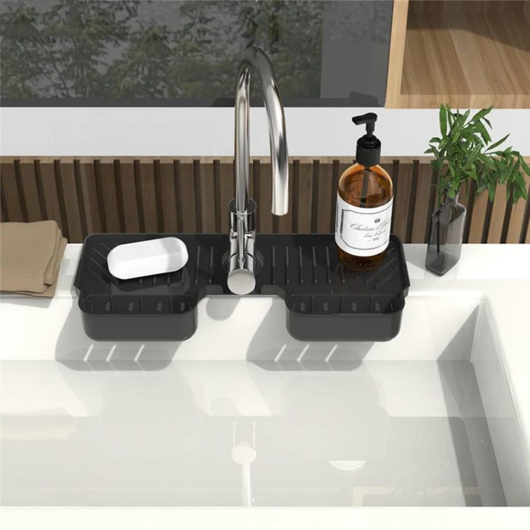 Silicone Drainage Mat Splash-Proof Silicone Pad Kitchen Bath Faucet Drainage Basket(Milky) - Image 4