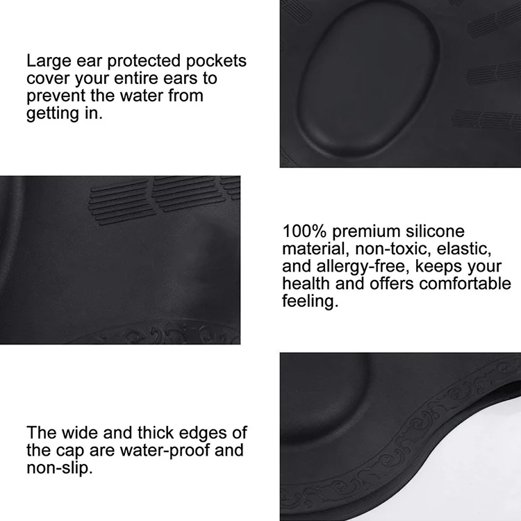 Silicone Ear Protection Waterproof Swimming Cap for Adults with Long Hair(Pink) - Image 3
