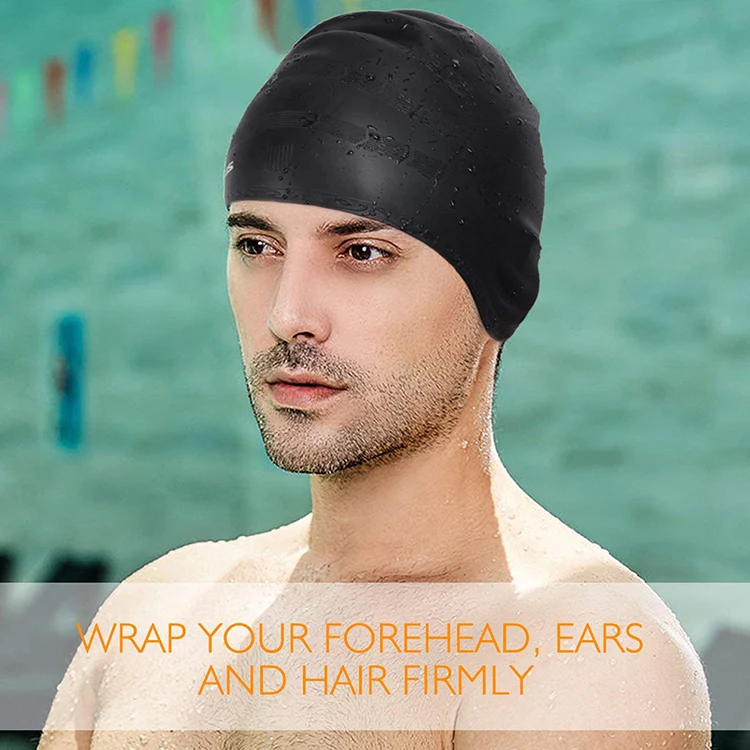 Silicone Ear Protection Waterproof Swimming Cap for Adults with Long Hair(Purple) - Image 6