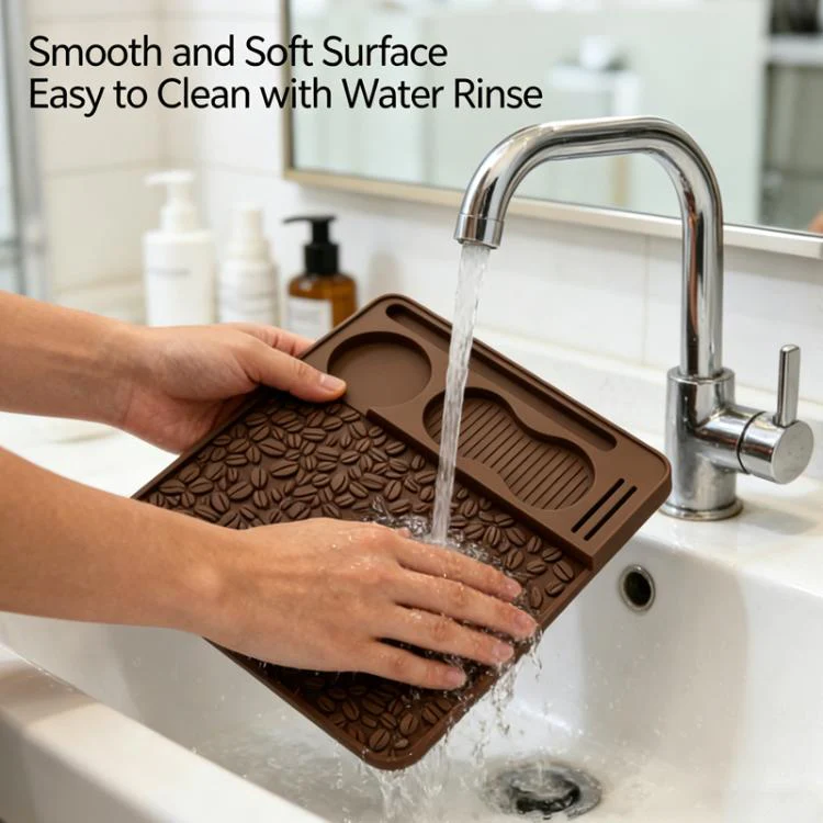 Silicone Espresso Tamping Mat Multi-Function Coffee Tamper Holder Station Non-Slip Espresso Bar Mat(Coffee) - Image 4