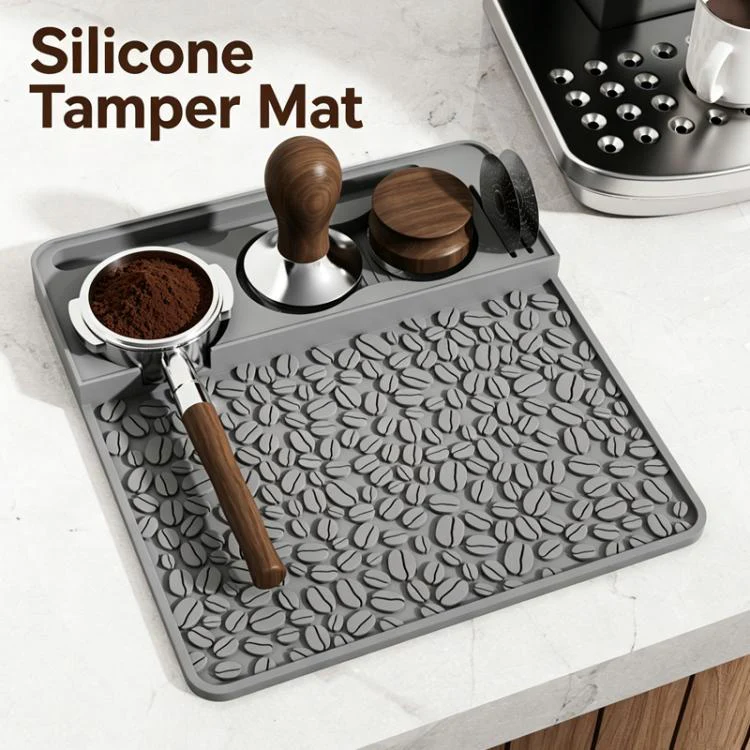 Silicone Espresso Tamping Mat Multi-Function Coffee Tamper Holder Station Non-Slip Espresso Bar Mat(Gray) - Image 2