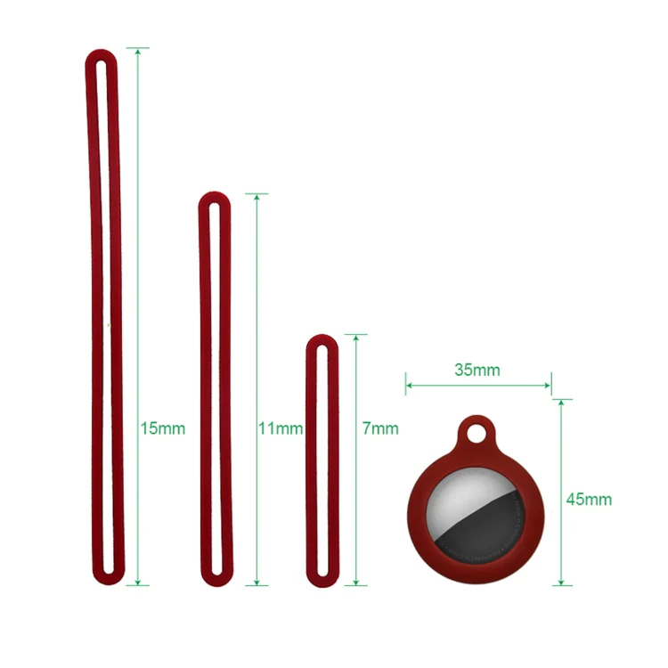 Silicone Shockproof Protective Cover Case with 3 Lanyards For AirTag 2nd Gen / AirTag 1st Gen(Red) - Image 3