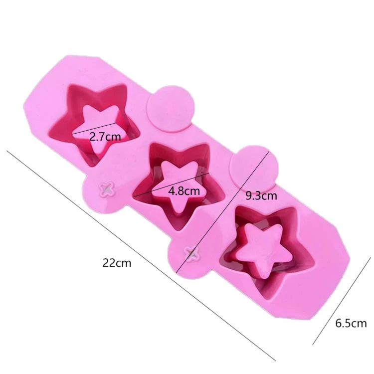 Silicone Squishy Mold 3-Cavity Star Mold For Ice Cups, Succulent & Gypsum Flower Pots(Pink) - Image 4