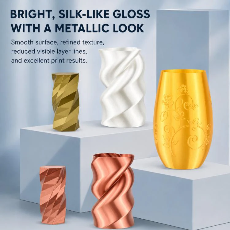 Silk PLA 3D Printer Filament 1.75mm 1kg Spool Shiny Metallic Gloss Finish 3D Printing Material(Gold) - Image 6