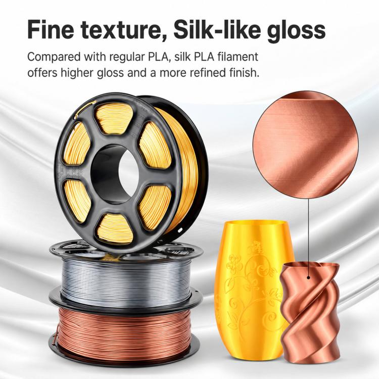 Silk PLA 3D Printer Filament 1.75mm 1kg Spool Shiny Metallic Gloss Finish 3D Printing Material(Purple) - Image 2
