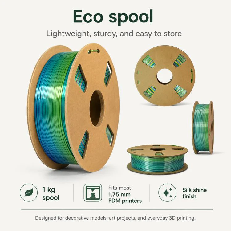 Silk Rainbow PLA Filament 1.75mm 1kg Spool Magic Color Shifting Shiny Gradient 3D Printing Material(Macarons) - Image 5