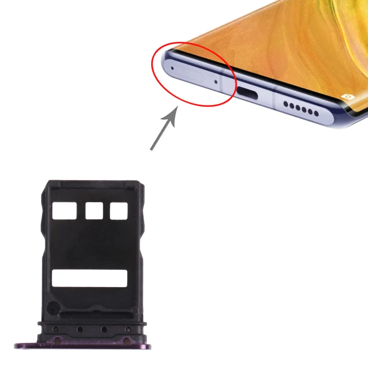 SIM Card Tray + NM Card Tray for Huawei Mate 30E Pro 5G (Dark Purple) - Image 4