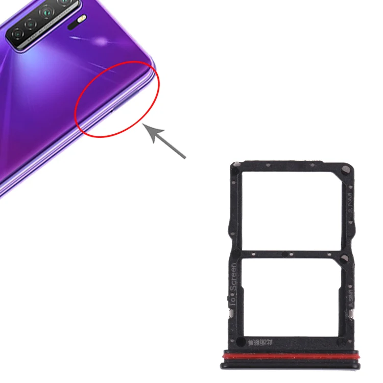 SIM Card Tray + NM Card Tray for Huawei nova 7 SE 5G Youth (Black) - Image 4