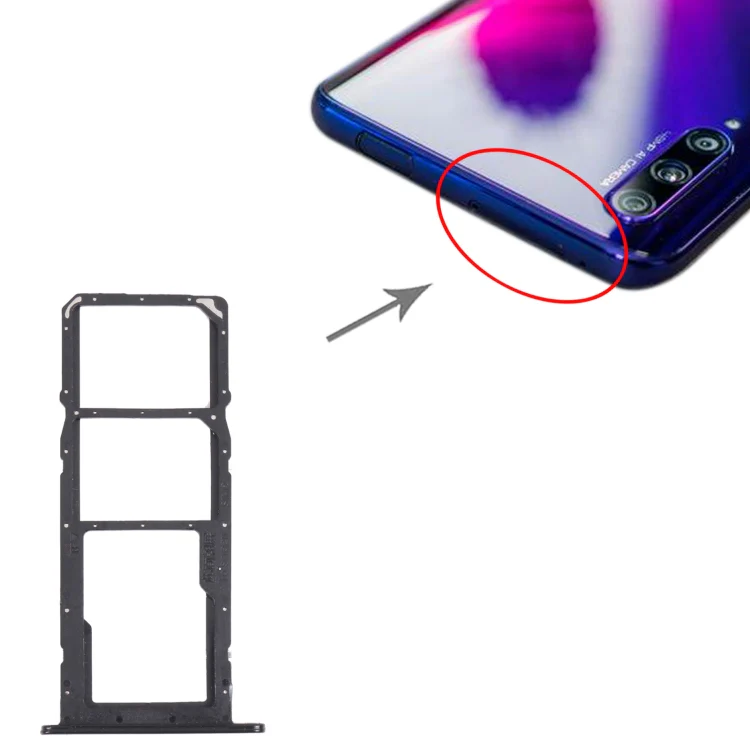 SIM Card Tray + SIM Card Tray + Micro SD Card Tray for Honor 20e (Black) - Image 4