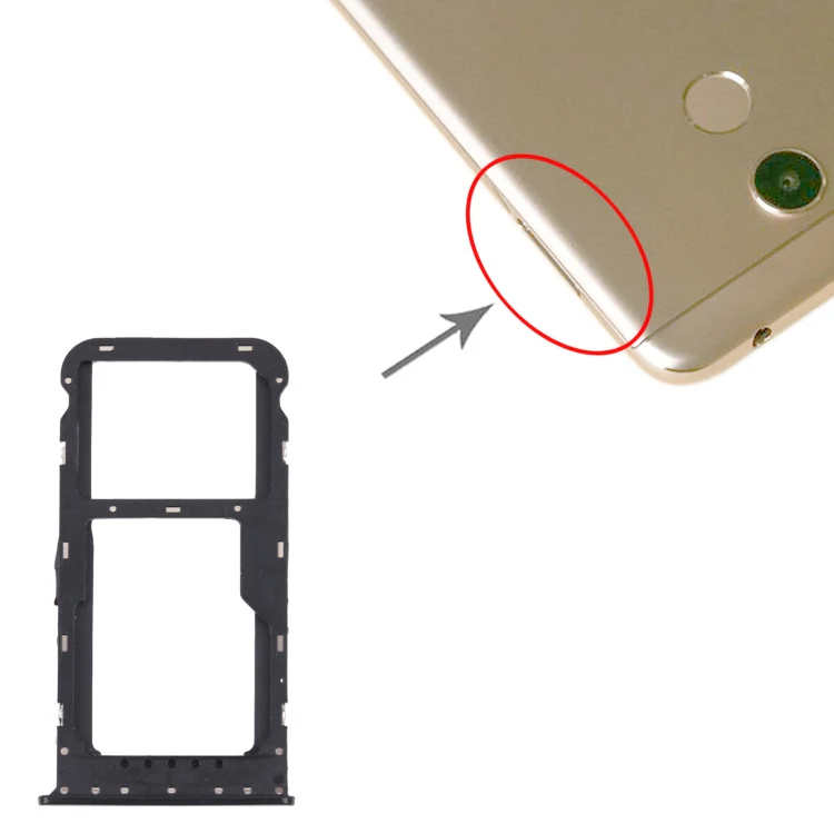 SIM Card Tray + SIM Card Tray / Micro SD Card Tray for Honor 6C Pro (Black) - Image 4