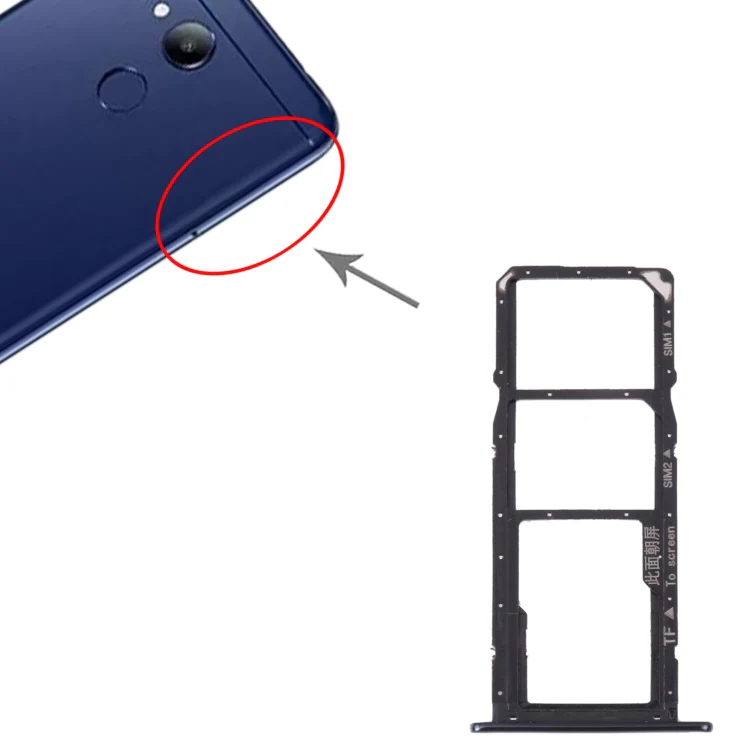 SIM Card Tray + SIM Card Tray + Micro SD Card Tray for Honor 7A Pro (Black) - Image 4