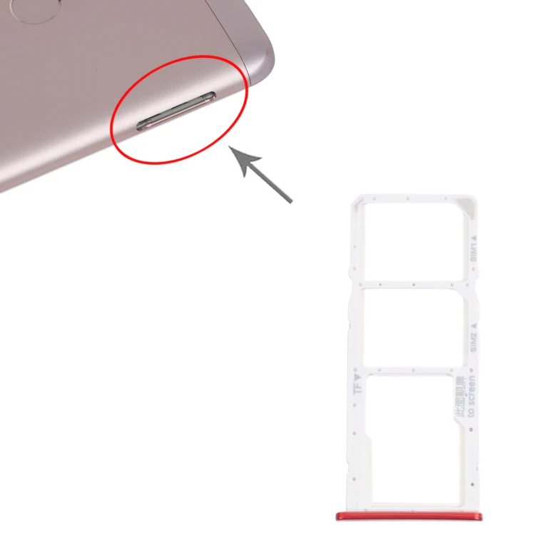 SIM Card Tray + SIM Card Tray + Micro SD Card Tray for Honor 7C (Red) - Image 3