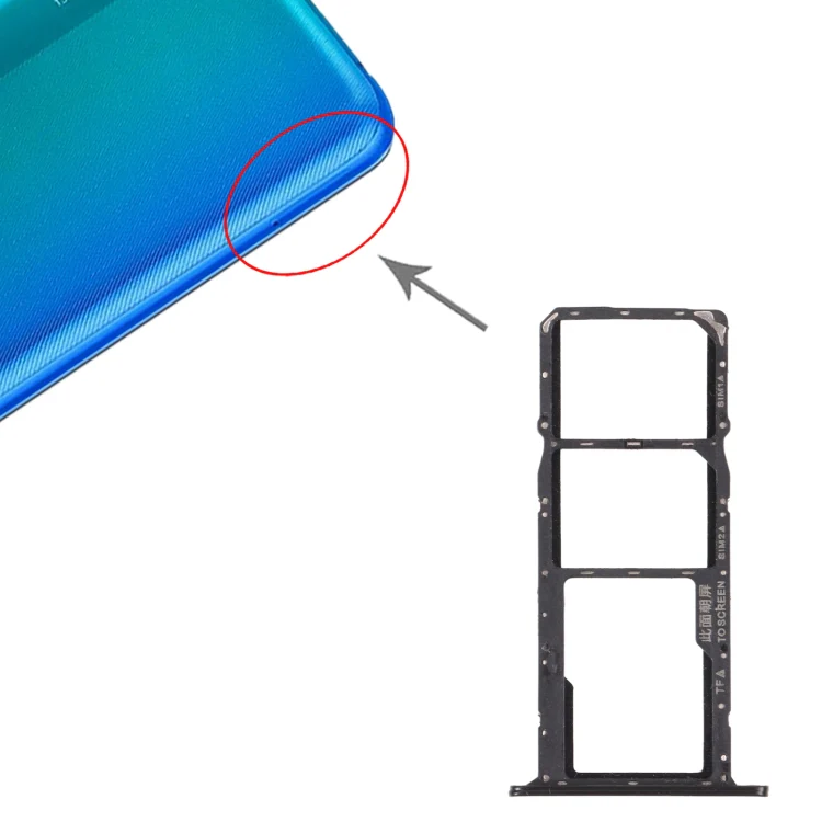 SIM Card Tray + SIM Card Tray + Micro SD Card Tray for Honor 8S 2020 (Black) - Image 4