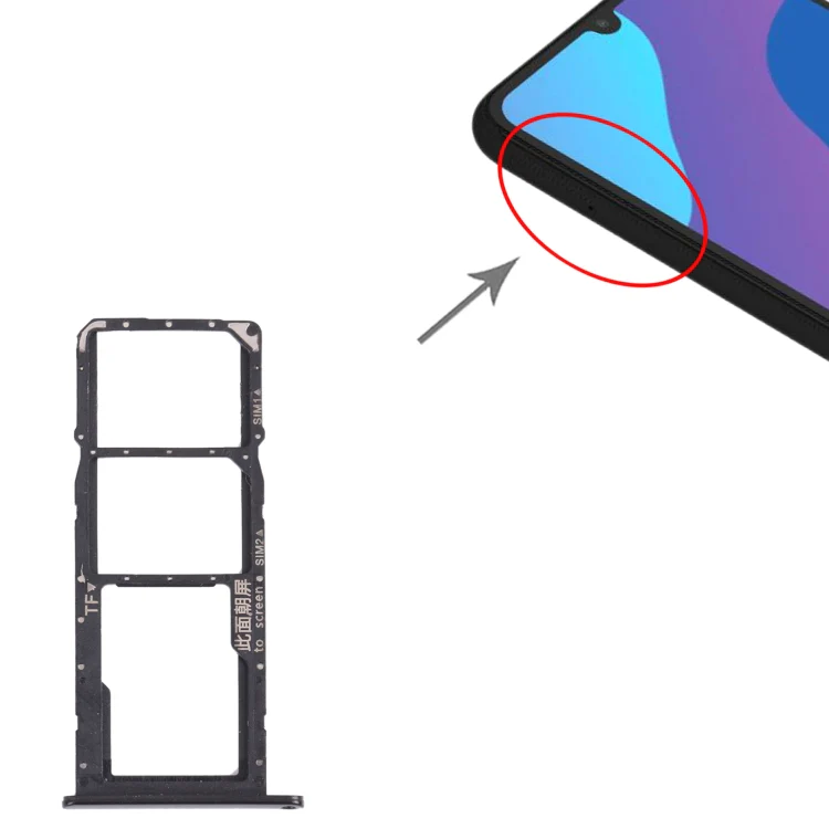 SIM Card Tray + SIM Card Tray + Micro SD Card Tray for Honor 9A(Black) - Image 4